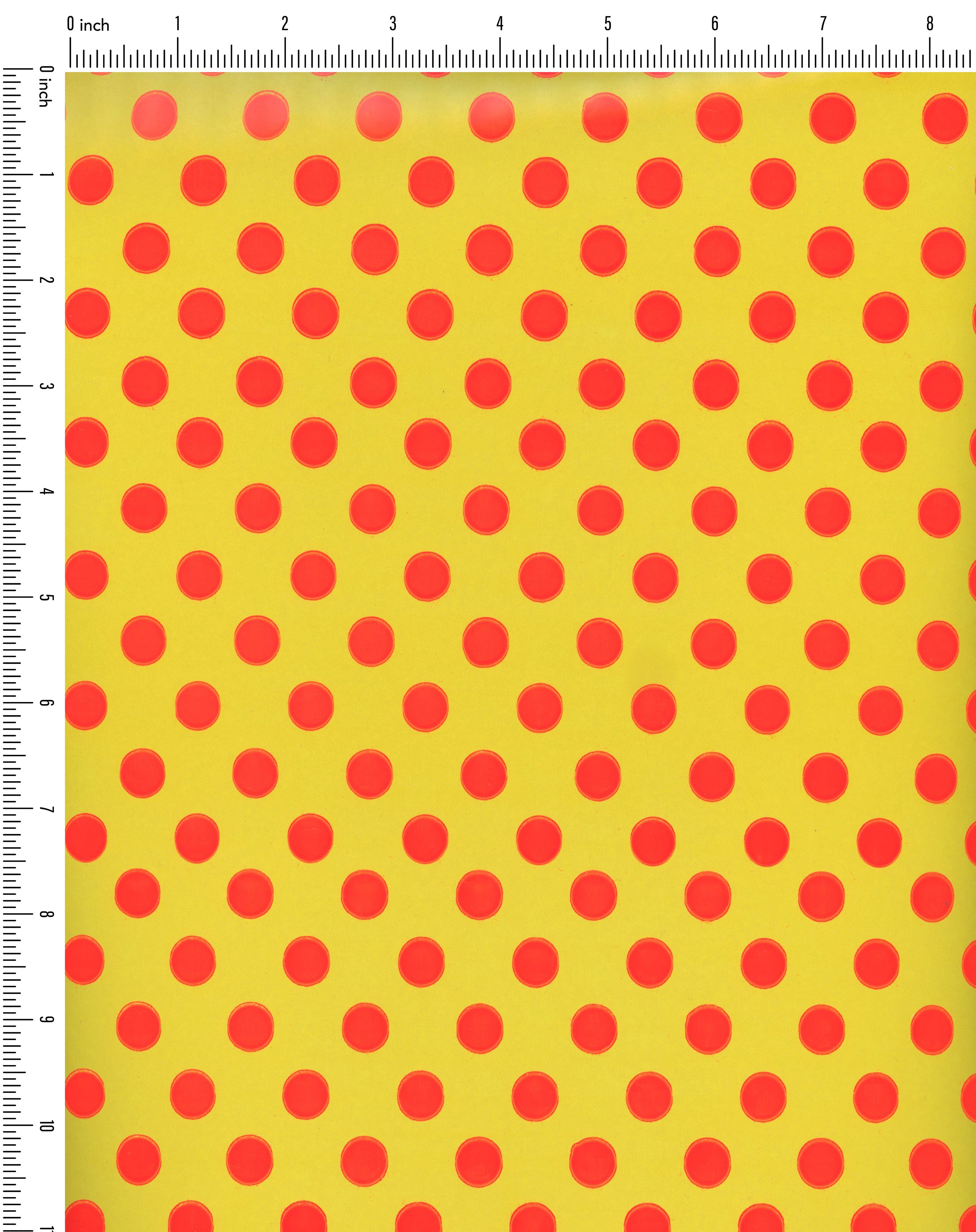 Yellow and Neon Orange Polka Dot Vintage Paper